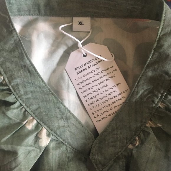 Green 3/4 Sleeve Print Top - Picture 3 of 5